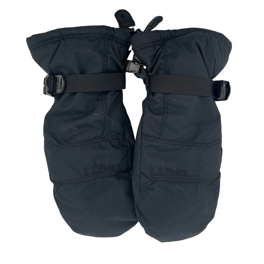 L.L.Bean Women's Black Insulated PrimaLoft Wrist Mittens Ski Winter Size M